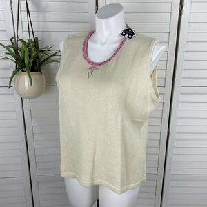 New Storybook Knits Stunning Sequined Floral Sweater Tank Top Beads Plus Size 2X